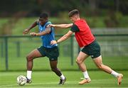 5 September 2023; Sinclair Armstrong and Johnny Kenny during a Republic of Ireland U21 training session at the FAI National Training Centre in Abbotstown, Dublin. Photo by Harry Murphy/Sportsfile