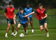 5 September 2023; Andrew Moran and Johnny Kenny during a Republic of Ireland U21 training session at the FAI National Training Centre in Abbotstown, Dublin. Photo by Harry Murphy/Sportsfile