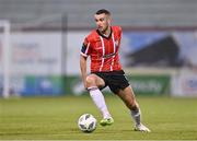 17 August 2023; Michael Duffy of Derry City during the UEFA Europa Conference League Third Qualifying Round second leg match between Derry City and FC Tobol at Tallaght Stadium in Dublin. Photo by Ben McShane/Sportsfile