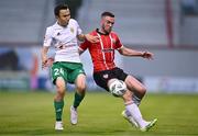 17 August 2023; Michael Duffy of Derry City and Bagdat Kairov of Tobol during the UEFA Europa Conference League Third Qualifying Round second leg match between Derry City and FC Tobol at Tallaght Stadium in Dublin. Photo by Ben McShane/Sportsfile
