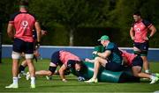 6 September 2023; Caelan Doris with forwards coach Paul O'Connell during an Ireland rugby squad training session at Complexe de la Chambrerie in Tours, France. Photo by Brendan Moran/Sportsfile