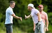 6 September 2023; Dublin footballer Dean Rock, left, and Limerick hurler Cian Lynch on the 17th green during the Pro-Am event in advance of the Horizon Irish Open Golf Championship at The K Club in Straffan, Kildare. Photo by Eóin Noonan/Sportsfile