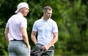 6 September 2023; Dublin footballer Dean Rock, right, and Limerick hurler Cian Lynch on the 17th green during the Pro-Am event in advance of the Horizon Irish Open Golf Championship at The K Club in Straffan, Kildare. Photo by Eóin Noonan/Sportsfile