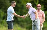 6 September 2023; Dublin footballer Dean Rock, left, and Limerick hurler Cian Lynch on the 17th green during the Pro-Am event in advance of the Horizon Irish Open Golf Championship at The K Club in Straffan, Kildare. Photo by Eóin Noonan/Sportsfile