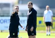 4 September 2023; Coaches Stephen Rice, left, and John O'Shea during a Republic of Ireland training session at the FAI National Training Centre in Abbotstown, Dublin. Photo by Stephen McCarthy/Sportsfile