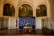 6 September 2023; Hugo Keenan during an Ireland rugby media conference at Tours Town Hall in Tours, France. Photo by Brendan Moran/Sportsfile