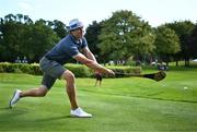 6 September 2023; Tapio Pulkkanen of Finland hits a shot with a hurley off the seventh tee box during the Pro-Am event in advance of the Horizon Irish Open Golf Championship at The K Club in Straffan, Kildare. Photo by Eóin Noonan/Sportsfile