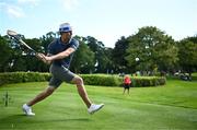 6 September 2023; Tapio Pulkkanen of Finland hits a shot with a hurley off the seventh tee box during the Pro-Am event in advance of the Horizon Irish Open Golf Championship at The K Club in Straffan, Kildare. Photo by Eóin Noonan/Sportsfile