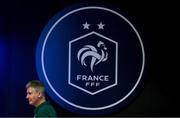 6 September 2023; Manager Stephen Kenny arrives before a Republic of Ireland press conference at Parc des Princes in Paris, France. Photo by Stephen McCarthy/Sportsfile