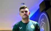 6 September 2023; John Egan after a Republic of Ireland press conference at Parc des Princes in Paris, France. Photo by Stephen McCarthy/Sportsfile