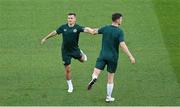 6 September 2023; Josh Cullen, left, and Darragh Lenihan during a Republic of Ireland training session at Parc des Princes in Paris, France. Photo by Seb Daly/Sportsfile