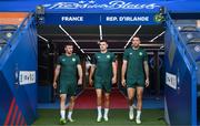 6 September 2023; Enda Stevens, left, John Egan, centre, and Shane Duffy before a Republic of Ireland training session at Parc des Princes in Paris, France. Photo by Stephen McCarthy/Sportsfile