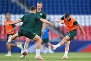 6 September 2023; Jason Knight, right, during a Republic of Ireland training session at Parc des Princes in Paris, France. Photo by Stephen McCarthy/Sportsfile