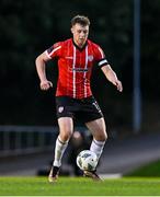 6 September 2023; Cameron McJannet of Derry City during the SSE Airtricity Men's Premier Division match between UCD and Derry City at UCD Bowl in Dublin. Photo by Ben McShane/Sportsfile