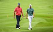 7 September 2023; Padraig Harrington of Ireland, left, and Tom McKibbin of Northern Ireland walk onto the sixth green during day one of the Horizon Irish Open Golf Championship at The K Club in Straffan, Kildare. Photo by Eóin Noonan/Sportsfile