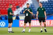 7 September 2023; Republic of Ireland players, from left, James McClean, Matt Doherty and Will Keane before the UEFA EURO 2024 Championship qualifying group B match between France and Republic of Ireland at Parc des Princes in Paris, France. Photo by Stephen McCarthy/Sportsfile