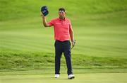 7 September 2023; Padraig Harrington of Ireland acknowledges the crowd on the 18th green during day one of the Horizon Irish Open Golf Championship at The K Club in Straffan, Kildare. Photo by Eóin Noonan/Sportsfile