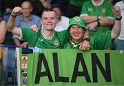 7 September 2023; Republic of Ireland supporters Ray Hyland, left, and Alan Keane before the UEFA EURO 2024 Championship qualifying group B match between France and Republic of Ireland at Parc des Princes in Paris, France. Photo by Stephen McCarthy/Sportsfile