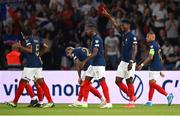 7 September 2023; Aurélien Tchouameni of France, second from right, celebrates after scoring his side's first goal during the UEFA EURO 2024 Championship qualifying group B match between France and Republic of Ireland at Parc des Princes in Paris, France. Photo by Seb Daly/Sportsfile
