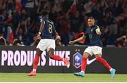 7 September 2023; Aurélien Tchouameni of France celebrates with Kylian Mbappé, right, after scoring their side's first goal during the UEFA EURO 2024 Championship qualifying group B match between France and Republic of Ireland at Parc des Princes in Paris, France. Photo by Stephen McCarthy/Sportsfile