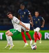 7 September 2023; Ousmane Dembélé of France and Enda Stevens of Republic of Ireland during the UEFA EURO 2024 Championship qualifying group B match between France and Republic of Ireland at Parc des Princes in Paris, France. Photo by Seb Daly/Sportsfile