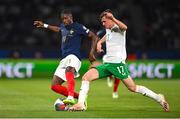 7 September 2023; Ousmane Dembélé of France and Jason Knight of Republic of Ireland during the UEFA EURO 2024 Championship qualifying group B match between France and Republic of Ireland at Parc des Princes in Paris, France. Photo by Seb Daly/Sportsfile