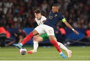 7 September 2023; Kylian Mbappé of France in action against Dara O'Shea of Republic of Ireland during the UEFA EURO 2024 Championship qualifying group B match between France and Republic of Ireland at Parc des Princes in Paris, France. Photo by Stephen McCarthy/Sportsfile