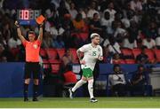7 September 2023; Aaron Connolly of Republic of Ireland comes on as a substitute for Will Keane, not pictured, during the UEFA EURO 2024 Championship qualifying group B match between France and Republic of Ireland at Parc des Princes in Paris, France. Photo by Stephen McCarthy/Sportsfile
