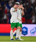 7 September 2023; Aaron Connolly, left, and Josh Cullen of Republic of Ireland after the UEFA EURO 2024 Championship qualifying group B match between France and Republic of Ireland at Parc des Princes in Paris, France. Photo by Seb Daly/Sportsfile
