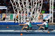 8 September 2023; Daire Lynch, right, and Philip Doyle of Ireland competing in the Men's Double Sculls semi final A/B 2 during the 2023 World Rowing Championships at Ada Ciganlija regatta course on Sava Lake, Belgrade. Photo by Nikola Krstic/Sportsfile