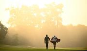 8 September 2023; Padraig Harrington of Ireland and his caddy Ronan Flood walk up the 10th fairway during day two of the Horizon Irish Open Golf Championship at The K Club in Straffan, Kildare. Photo by Ramsey Cardy/Sportsfile