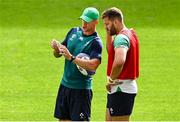 8 September 2023; Stuart McCloskey, right, with defence coach Simon Easterby during the Ireland rugby squad captain's run at the Stade de Bordeaux in Bordeaux, France. Photo by Brendan Moran/Sportsfile