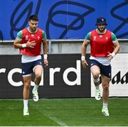 8 September 2023; Ireland players Conor Murray, left, and Robbie Henshaw during their captain's run at the Stade de Bordeaux in Bordeaux, France. Photo by Brendan Moran/Sportsfile