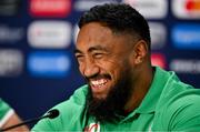 8 September 2023; Bundee Aki during a media conference after the Ireland rugby squad captain's run at the  Stade de Bordeaux in Bordeaux, France. Photo by Brendan Moran/Sportsfile