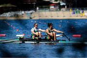 8 September 2023; Zoe Hyde, left, and Alison Bergin of Ireland competing in the Women's Double Sculls semi final A/B 1 during the 2023 World Rowing Championships at Ada Ciganlija regatta course on Sava Lake, Belgrade. Photo by Nikola Krstic/Sportsfile