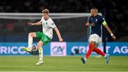 7 September 2023; Nathan Collins of Republic of Ireland in action against Kylian Mbappé of France during the UEFA EURO 2024 Championship qualifying group B match between France and Republic of Ireland at Parc des Princes in Paris, France. Photo by Seb Daly/Sportsfile