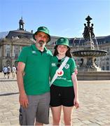 8 September 2023; Ireland supporters David and Keelyn O'Leary, from Killarney in Kerry, in Bordeaux, France, ahead of Ireland's first Rugby World Cup 2023 game against Romania on Saurday 9th of September. Photo by Brendan Moran/Sportsfile