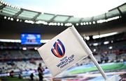 8 September 2023; A sideline flag is seen before the 2023 Rugby World Cup Pool A match between France and New Zealand at the Stade de France in Paris, France. Photo by Harry Murphy/Sportsfile