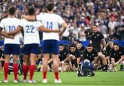 8 September 2023; Aaron Smith of New Zealand leads the haka before the 2023 Rugby World Cup Pool A match between France and New Zealand at the Stade de France in Paris, France. Photo by Harry Murphy/Sportsfile