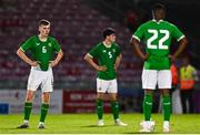8 September 2023; Republic of Ireland players including Matt Healy, left, react after conceding their side's second goal during the UEFA European Under-21 Championship Qualifier match between Republic of Ireland and Turkey at Turner’s Cross in Cork. Photo by Eóin Noonan/Sportsfile