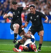 8 September 2023; Dalton Papali'i of New Zealand is tackled by Gael Fickou of France during the 2023 Rugby World Cup Pool A match between France and New Zealand at the Stade de France in Paris, France. Photo by Harry Murphy/Sportsfile