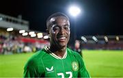 8 September 2023; Aidomo Emakhu of Republic of Ireland after the UEFA European Under-21 Championship Qualifier match between Republic of Ireland and Turkey at Turner’s Cross in Cork. Photo by Eóin Noonan/Sportsfile