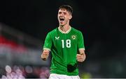 8 September 2023; Jonny Kenny of Republic of Ireland celebrates after the UEFA European Under-21 Championship Qualifier match between Republic of Ireland and Turkey at Turner’s Cross in Cork. Photo by Eóin Noonan/Sportsfile