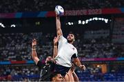 8 September 2023; Charles Ollivon of France takes possession in a lineout during the 2023 Rugby World Cup Pool A match between France and New Zealand at the Stade de France in Paris, France. Photo by Harry Murphy/Sportsfile