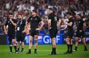8 September 2023; New Zealand players react after their defeat in the 2023 Rugby World Cup Pool A match between France and New Zealand at the Stade de France in Paris, France. Photo by Harry Murphy/Sportsfile