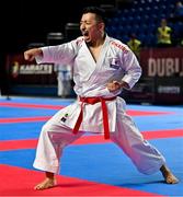 9 September 2023; Kazumasa Moto of Japan during the Male Kata in the World Karate Federation Karate 1 Premier League at the National Indoor Arena at Sport Ireland Campus, Dublin. Photo by Tyler Miller/Sportsfile