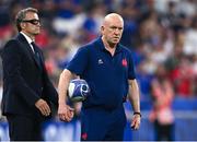 8 September 2023; France defence coach Shaun Edwards and head coach Fabien Galthié before the 2023 Rugby World Cup Pool A match between France and New Zealand at the Stade de France in Paris, France. Photo by Harry Murphy/Sportsfile