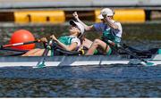 9 September 2023; Aoife Casey, right, and Margaret Cremen of Ireland after the Lightweight Women's Double Sculls Final B during the 2023 World Rowing Championships at Ada Ciganlija regatta course on Sava Lake, Belgrade. Photo by Nikola Krstic/Sportsfile