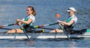 9 September 2023; Aoife Casey, right, and Margaret Cremen of Ireland compete in the Lightweight Women's Double Sculls Final B during the 2023 World Rowing Championships at Ada Ciganlija regatta course on Sava Lake, Belgrade. Photo by Nikola Krstic/Sportsfile