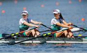 9 September 2023; Aoife Casey, left, and Margaret Cremen of Ireland compete in the Lightweight Women's Double Sculls Final B during the 2023 World Rowing Championships at Ada Ciganlija regatta course on Sava Lake, Belgrade. Photo by Nikola Krstic/Sportsfile